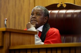 Judge Ratha Mokgoatlheng reacts during the Senzo Mayiwa murder trial at Pretoria High Court. Phill Magakoe/Gallo Images via Getty Images