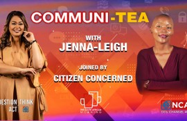 COMMUNI-TEA WITH picture of JENNA-LEIGH  and POLITICAL COMMENTATOR CITIZEN CONCERNED 