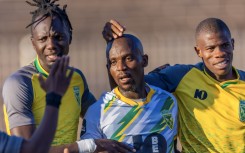 Nduduzo Sibiya of Golden Arrows (c) celebrates goal with teammates. Brian Rikhotso/BackpagePix