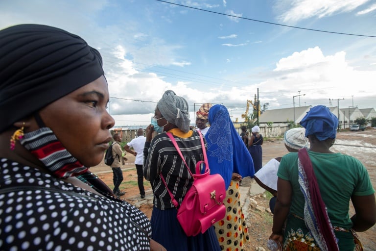 People at the port of Pemba have been waiting for the arrival of loved-ones evacuated from Palma