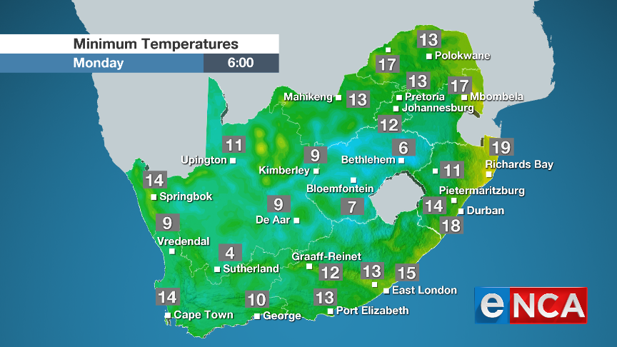 Weather forecast for Monday 16 September 2019 | eNCA