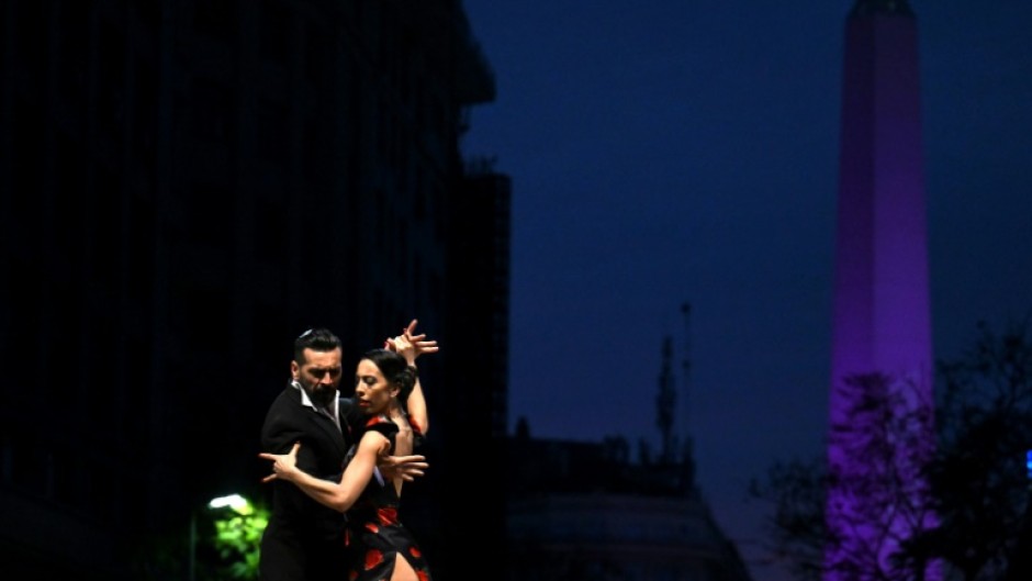 Argentina's Ricardo Astrada (L) and Constanza Vieyto perform during the world tango championship final in Buenos Aires