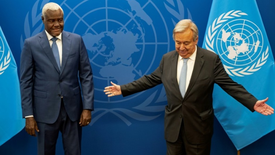 Chairperson of the African Union Commission Moussa Faki Mahamat  meets with United Nations Secretary-General Antonio Guterres 