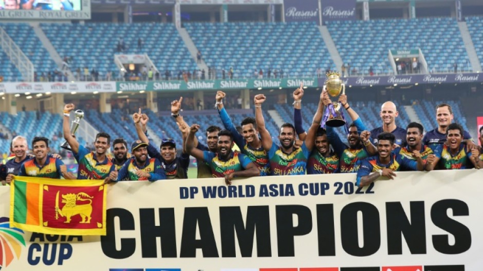 Sri Lanka celebrate their Asia Cup win