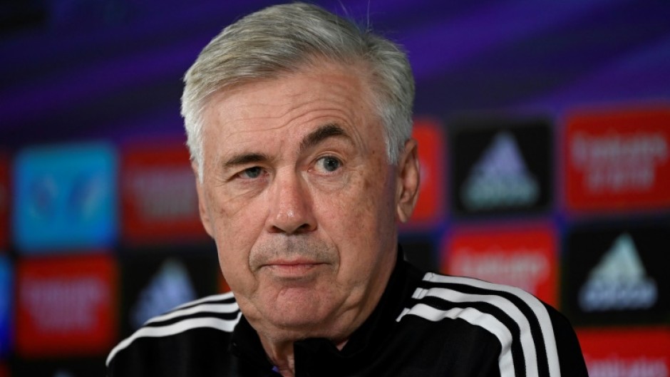 Real Madrid's Italian coach Carlo Ancelotti gives a press conference ahead of the Clasico