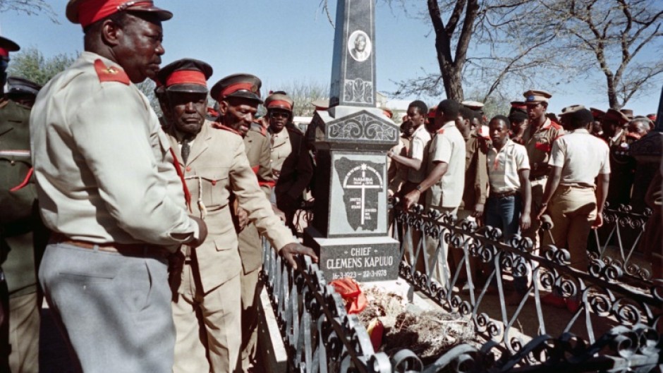 A monument in the central Namibian town of Okahandja marks the massacre of the Herero and Nama peoples by German colonial troops