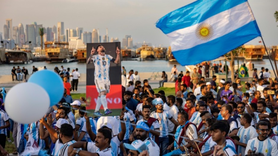 Argentina fans in Doha prepare to cheer on Lionel Messi's team at the World Cup