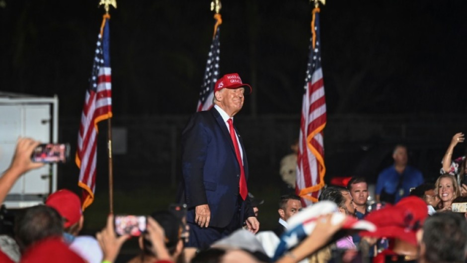 Former US President Donald Trump campaigns in Miami, Florida, during the 2022 midterm elections