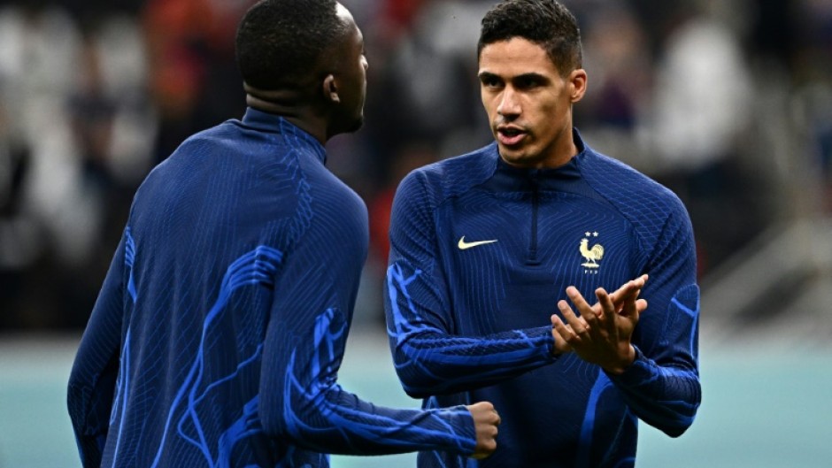 France defender Raphael Varane (right) sat out training two days before the World Cup final