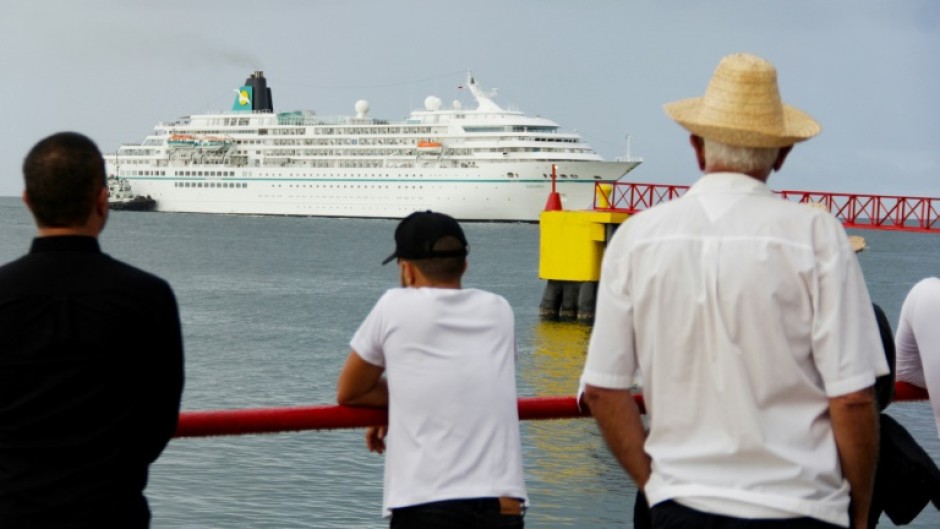 The Amadea cruise ship leaves Venezuela's Isla Margarita bound for Bonaire and Aruba