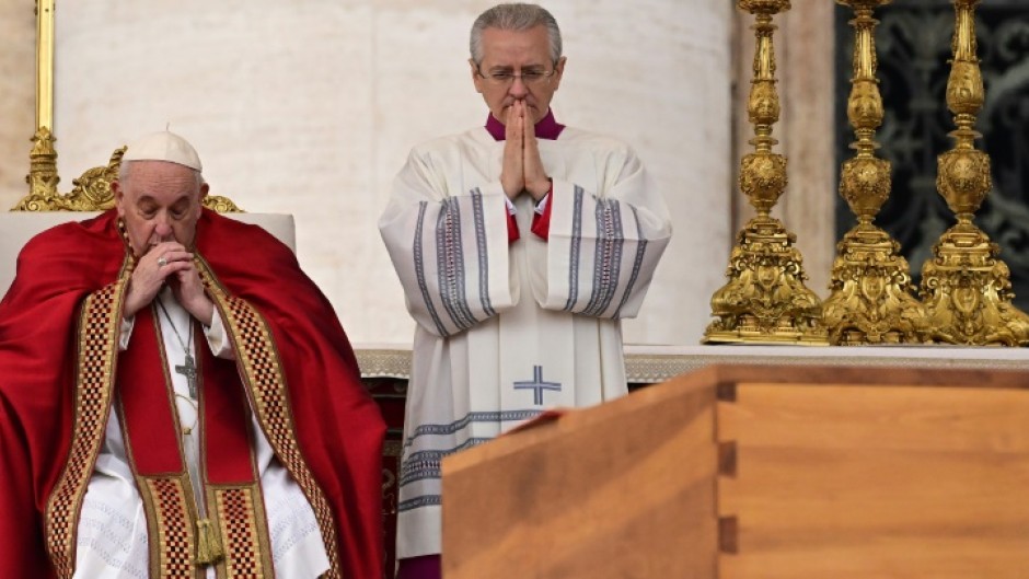 For the first time in modern history, the proceedings were led by a sitting pope, Francis, who delivered the homily in Italian as part of a multi-lingual service with a Latin mass