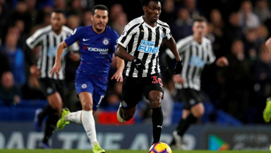 Christian Atsu playing for Newcastle against former club Chelsea in September 2019