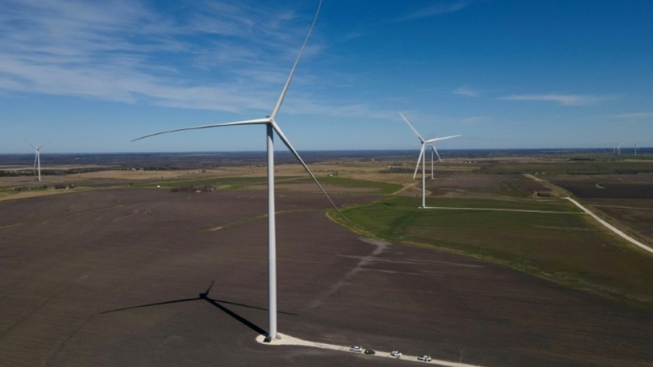 A new wind turbine installation near Dawson, Texas