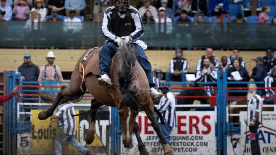 An inmate competes in Bareback Horse Riding during the Angola Prison Rodeo