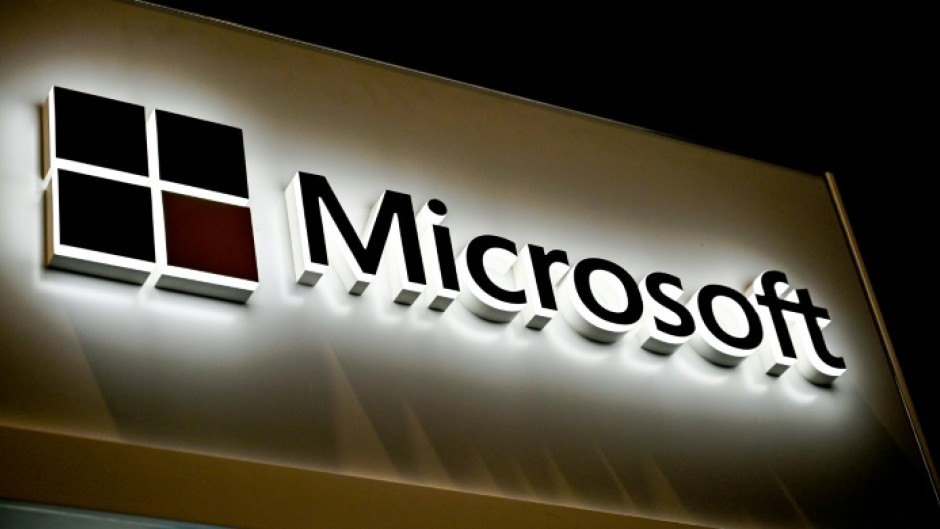 Microsoft shares jumped eight percent after its first quarter results topped expectations