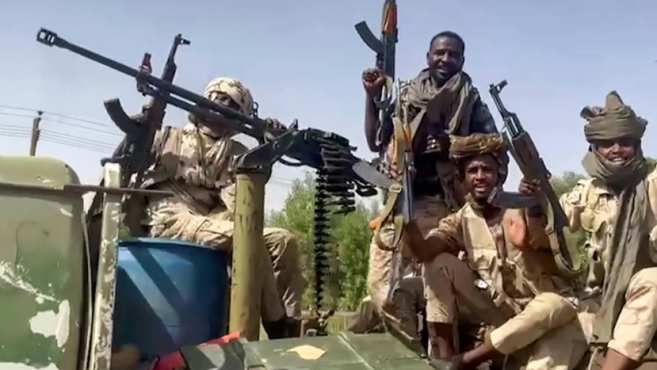 Heavily armed fighters of the paramilitary Rapid Support Forces are seen in the East Nile district of greater Khartoum