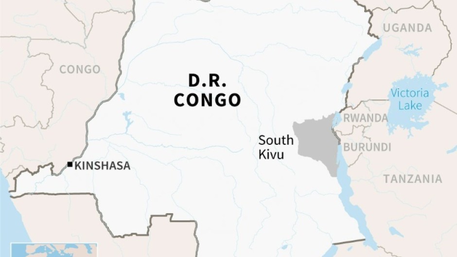 Map of Democratic Republic of Congo locating South Kivu
