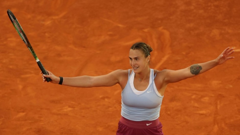 Spanish special: Aryna Sabalenka celebrates after beating Iga Swiatek to win the Madrid Open