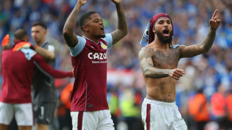 Aston Villa celebrate qualifying for the Europa Conference League