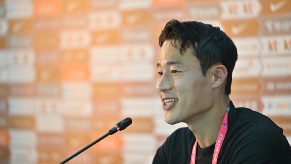 South Korea's midfielder Son Jun-ho gives a press conference at the World Cup