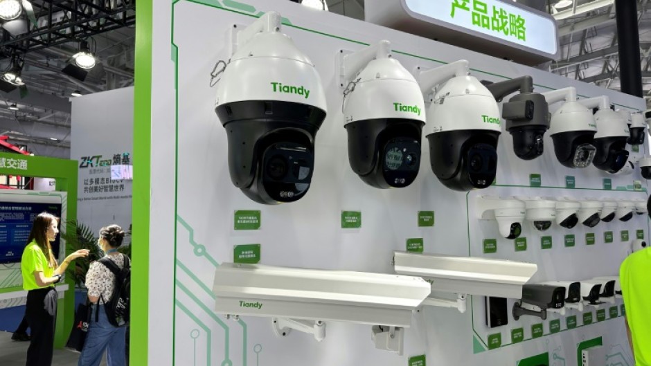 Surveillance equipment on display at the Security China expo in Beijing