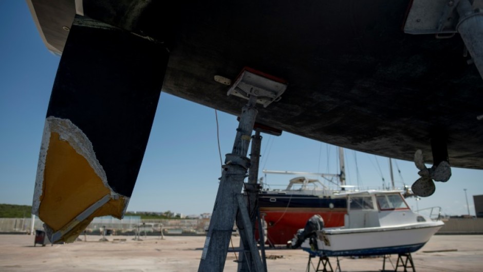 The damaged rudder of a boat attacked by killer whales in the Strait of Gibraltar 