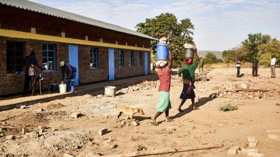 A classroom under construction at Sinamwenda primary school in Binga. Income from carbon credits was used to purchase material and pay for workers