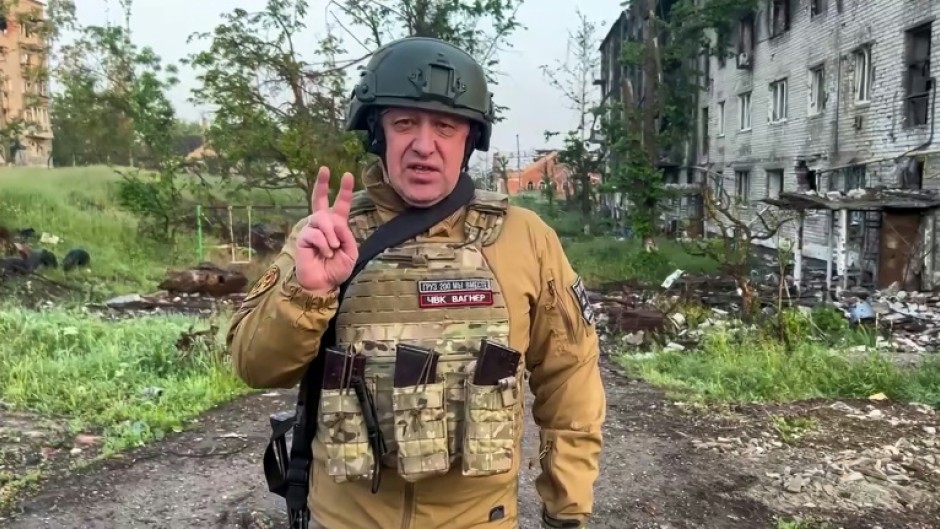 Wagner chief Yevgeny Prigozhin is seen in Bakhmut in May 2023 footage of Concord, a company linked to the Russian mercenary group 