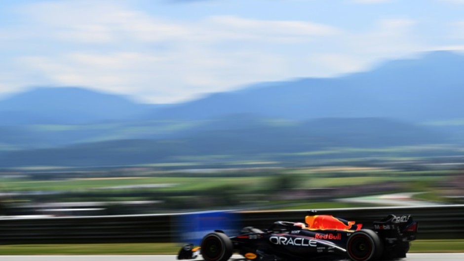 Red Bull Racing's Dutch driver Max Verstappen sets the pace during the first practice session in Spielberg, Austria