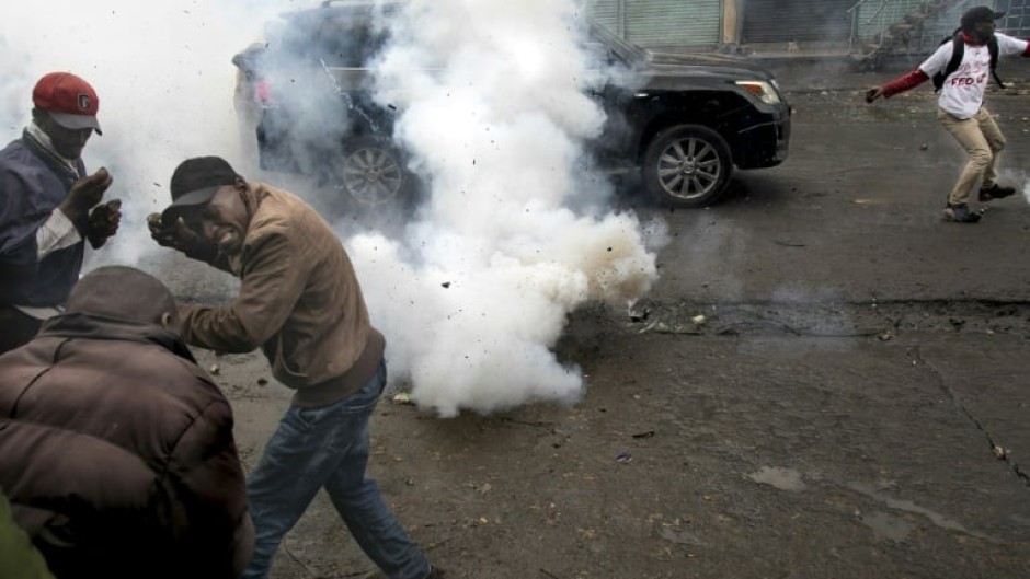 Tear gas was fired on Odinga's motorcade after he addressed a mass rally in the capital Nairobi