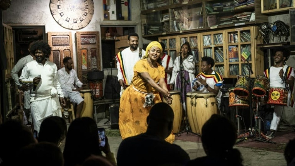 The Ethiocolor dance group performs at Fendika cabaret in Addis Ababa