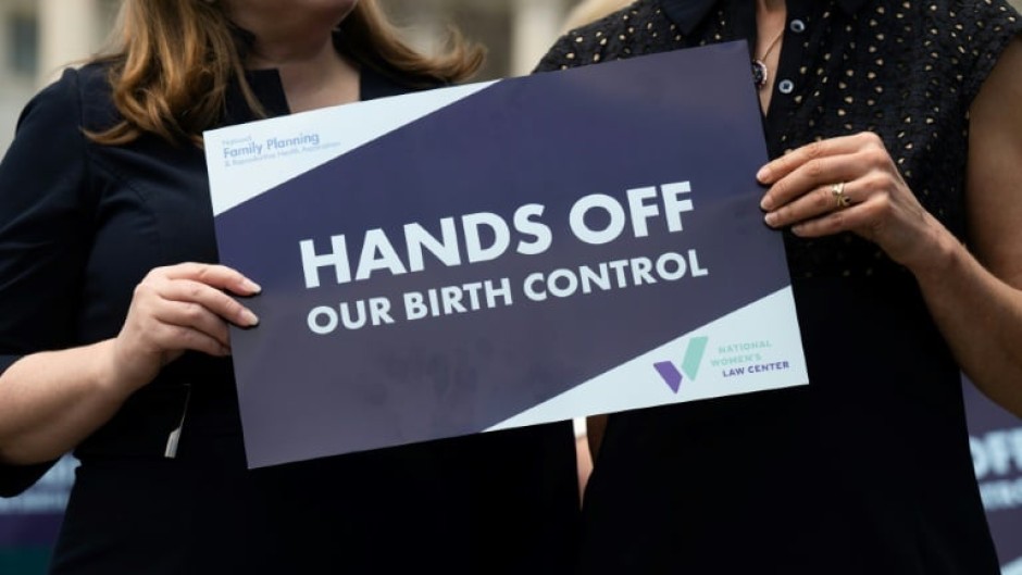 Activists campaign for acces to birth control in Washington in June 2023