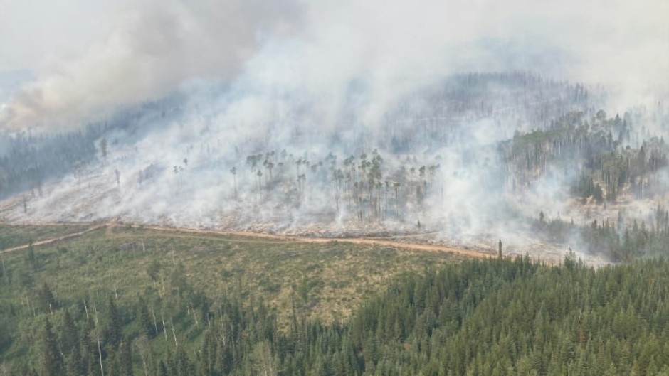 The wildfire in Tintagel, British Columbia is seen in a photo provided by the British Columbia Wildfire Service on July 12, 2023