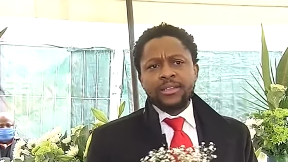 The EFF's Mbuyiseni Ndlozi spoke at the funeral service for Tshegofatso Pule.