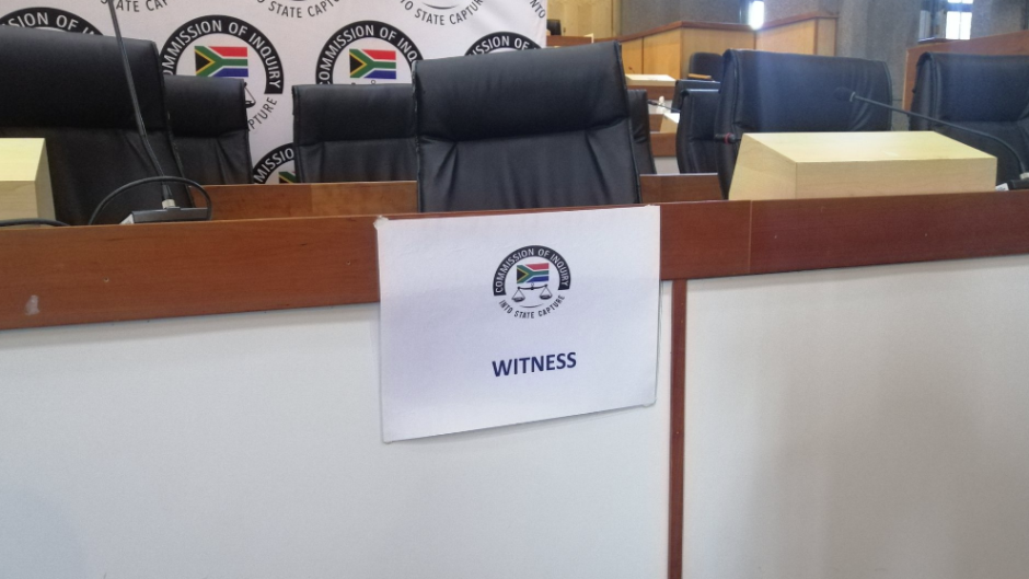 Witness seat at the Commission into State Capture