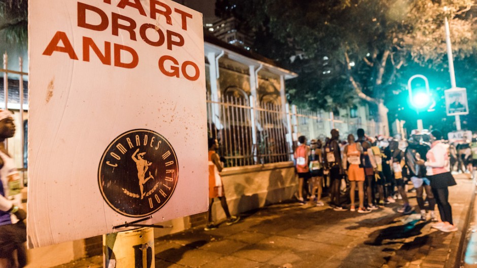 File: Runners gather ahead of the Comrades Marathon. AFP/Rajesh Jantilal