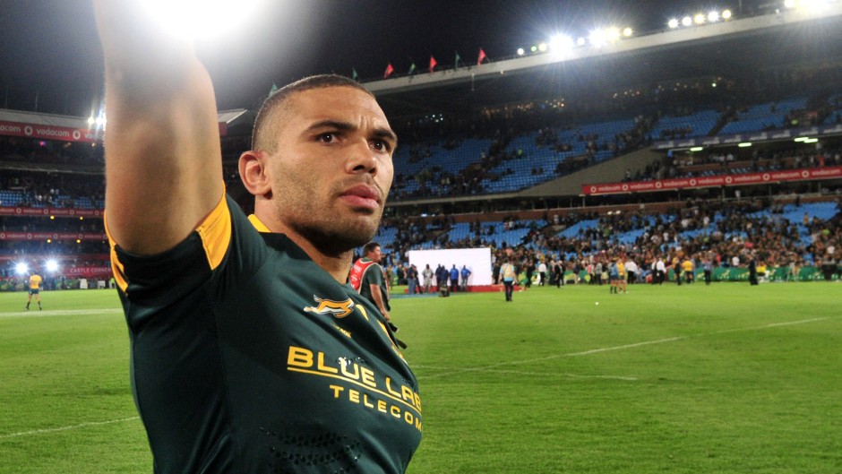 Bryan Habana of South Africa waves to the crowd after during the 2016 Castle Lager Rugby Championship game between South Africa and Australia at Loftus Versveld, Pretoria on 1 October 2016 