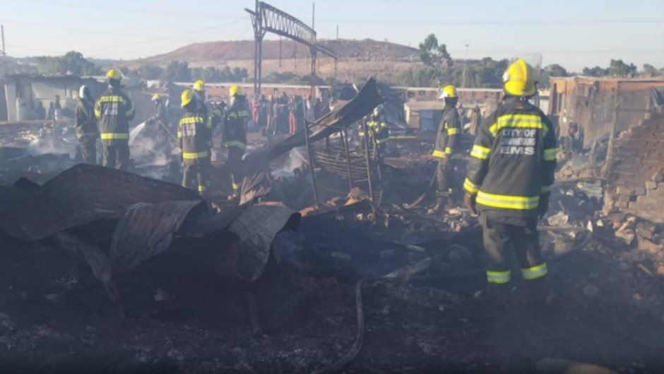 Shack fire in Johannesburg.