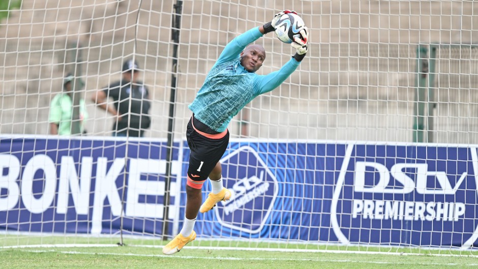 Jackson Mabokgwane (GK) of Richards Bay FC during the DStv Premiership 2023/24 football match between Richards Bay and Orlando Pirates. Gerhard Duraan/BackpagePix