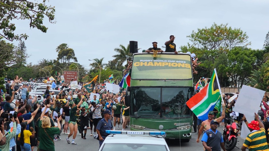 World champions, the Springboks have landed in East London, Eastern Cape where they will conclude their World Cup trophy tour