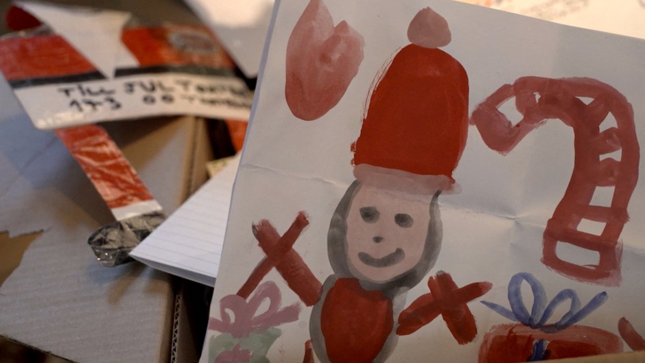 A drawing on a letter send to Santa Claus and handled by the Swedish Post "Postnord" postal service. AFP/Viken Kantarci