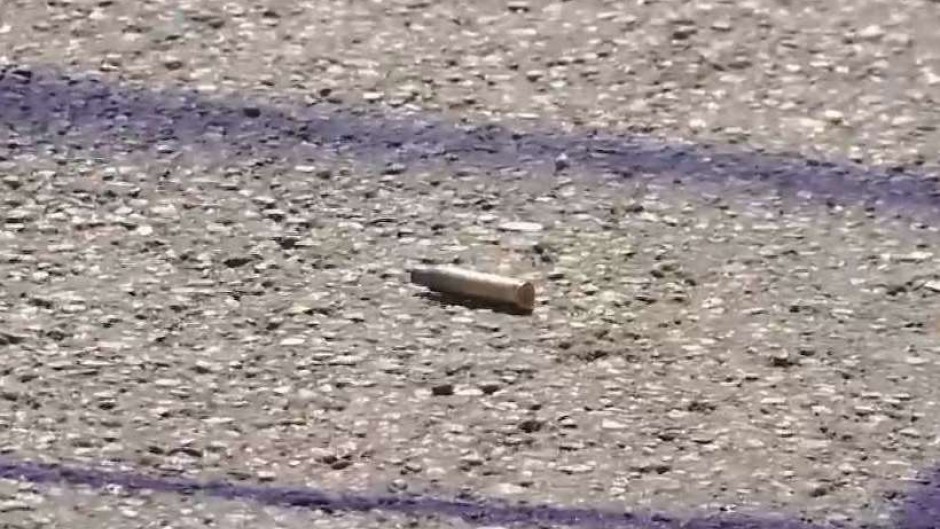 A shell casing at the scene of the Rustenburg shooting.