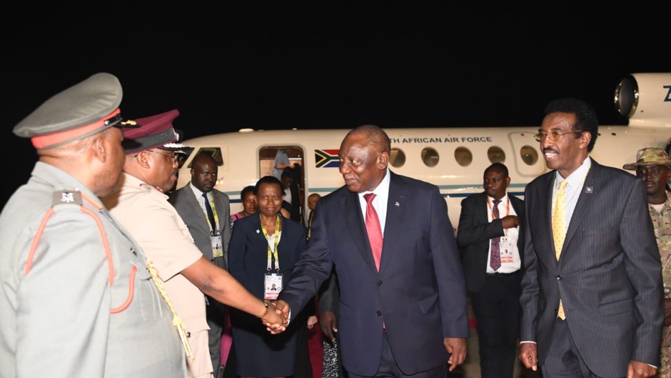 President Cyril Ramaphosa arriving in Uganda. GCIS