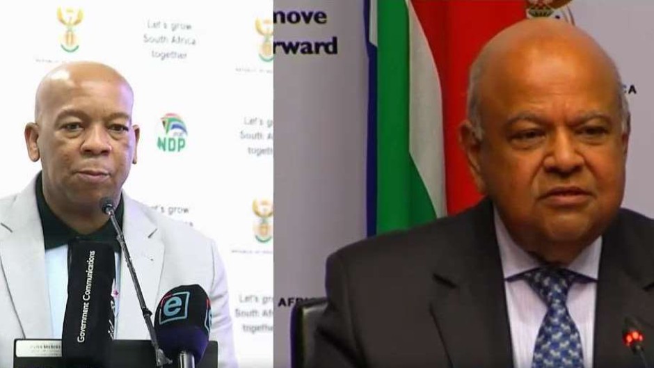 Electricity minister Kgosientsho Ramokgopa and Minister of Public Enterprises Pravin Gordhan