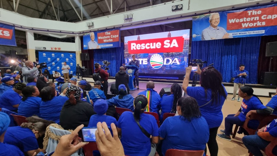 DA leader John Steenhuisen is leading a Workers' Day rally in Cape Town. eNCA/Zaid Harris