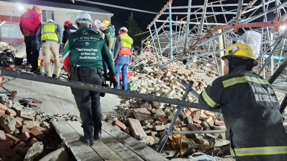 Disaster teams are scrambling to rescue those trapped in a collapsed George building. Supplied