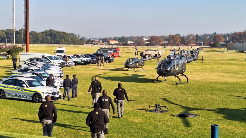 SAPS vehicles and helicopters