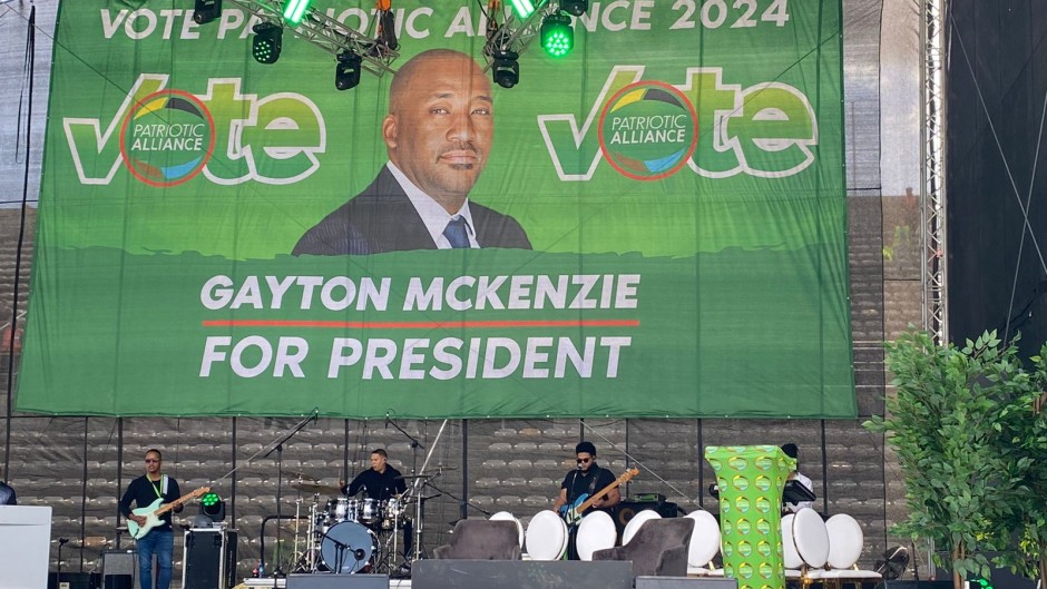 Party leader Gayton McKenzie addressed thousands at a rally at Athlone Stadium in Cape Town. eNCA/Nobesuthu Hejana