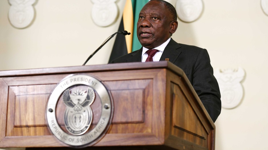 File: President Cyril Ramaphosa addresses the nation.