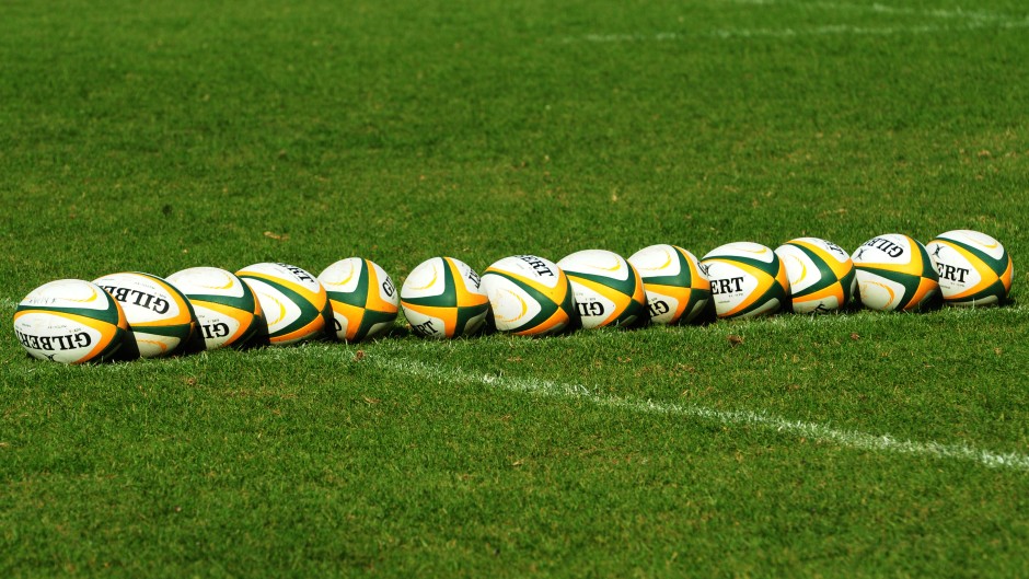 Rugby balls before training 